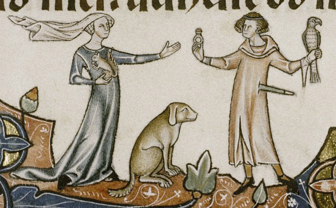 Luttrell Psalter - my lady has a squirrel
