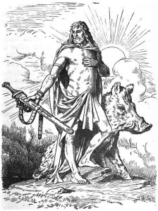 Picture of Freyr with Gullinbursti