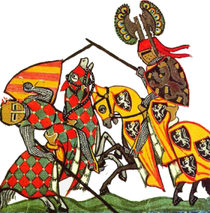 Picture of knights fighting onDestriers 