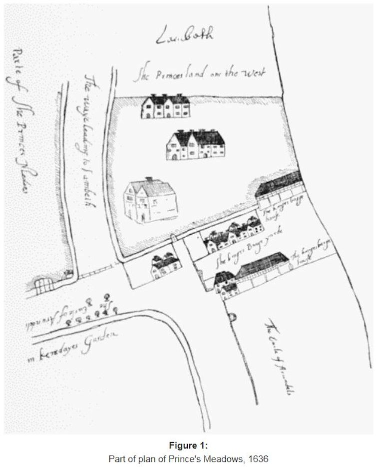 prince's meadows 1636 - showing barge house - 1