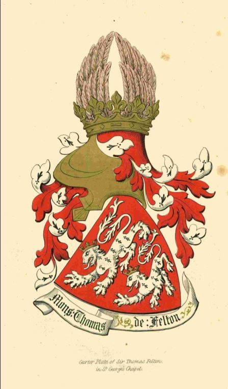 This image has an empty alt attribute; its file name is felton-sir-thomas-felton-garter-stall-plate.jpg