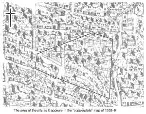 1560s view of the site of present-day Bucklersbury House